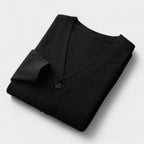 Men's Button-Front Cardigan With V Neckline - Black