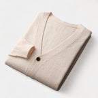 Men's Button-Front Cardigan With V Neckline - White