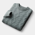 Men's Diamond-Pattern Crew Neck Jumper With Ribbed Neck - Military Green