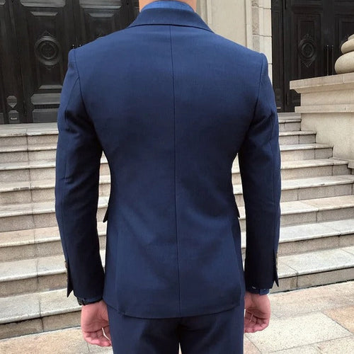 Men's Double-Breasted Suit With Contrast Metal Buttons - Colour options