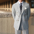 Men's Double-Breasted Two-Piece Suit With Peak Lapels - Light Grey