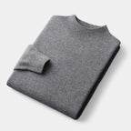 Men's Mock Neck Jumper With Short Ribbed Collar - Dark Grey