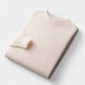 Men's Mock Neck Jumper With Short Ribbed Collar - Beige
