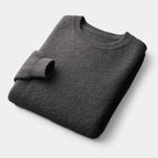 Men's Plain Crew Neck Jumper With Smooth Knit Surface - Dark Grey