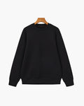 Men's Plain Crew-Neck Sweatshirt With Banded Hem - Black
