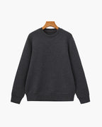 Men's Plain Crew-Neck Sweatshirt With Banded Hem - Grey