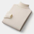 Men's Roll Neck Jumper With Folded Collar And Ribbed Trims - White