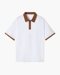 Men's Short-Sleeve Polo With Contrast Collar And Cuffs - Brown