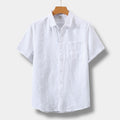 Men's Short-Sleeve Shirt With Patch Pocket And Point Collar - White