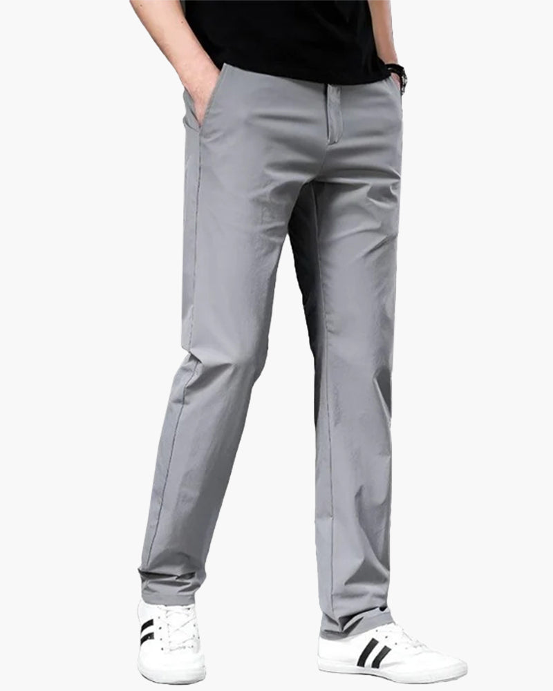 Men's Straight-Leg Chinos With Zip Fly And Slant Pockets - Grey