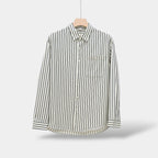Men's Striped Long-Sleeve Shirt With Chest Patch Pocket - Blue