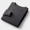 Men's Textured Crew Neck Jumper With All-Over Pattern - Dark Grey