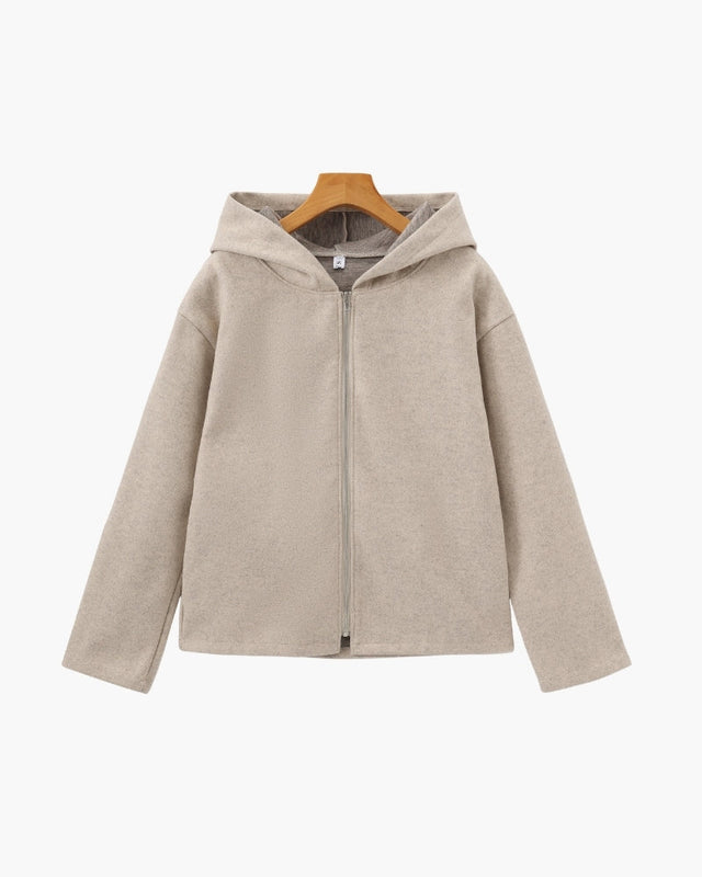 Women's Hooded Zip Jacket With Straight Open Cuffs