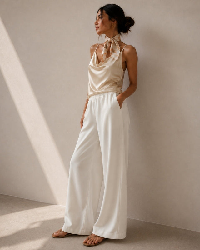 Women's Wide-Leg Trousers With Gathered Waistband